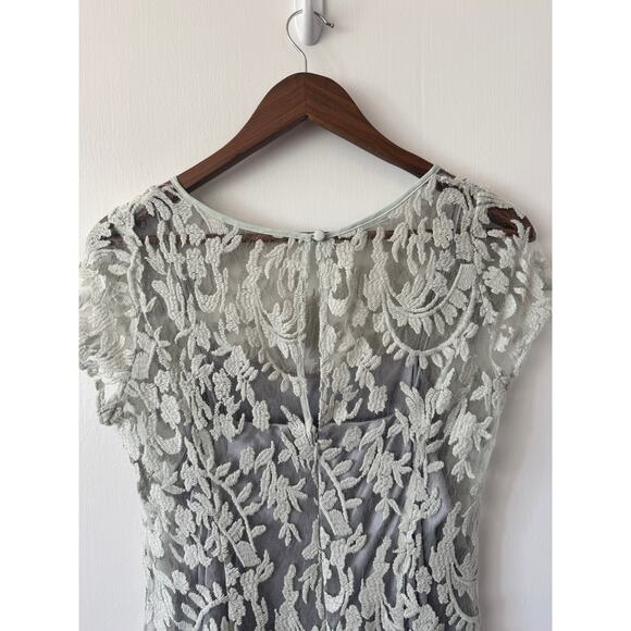 Adrianna Papell Mint Green Lace Overlay Keyhole Back Sheath Dress Size 4 - Picture 10 of 15